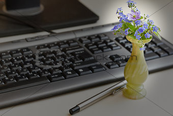 flowers and a keyboard