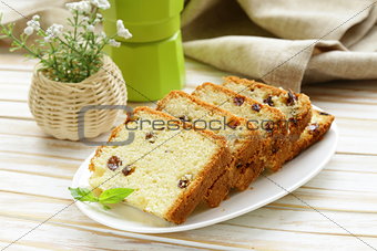 fruitcake with raisin on the plate