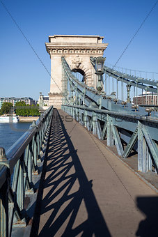 Chain Bridge over Danube river in Budapest