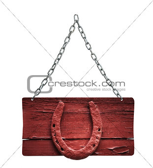  wooden sign and chain on white background