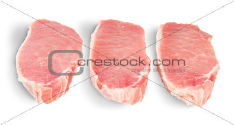 Three Pieces Of Raw Pork