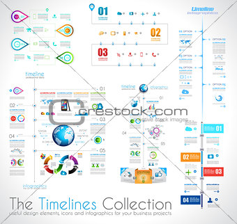 Timeline Infographic design template with paper tags.