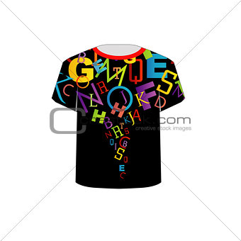 T Shirt Template- Colorful letters