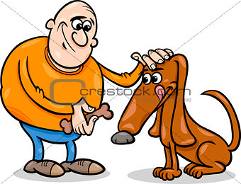 man and dog cartoon illustration