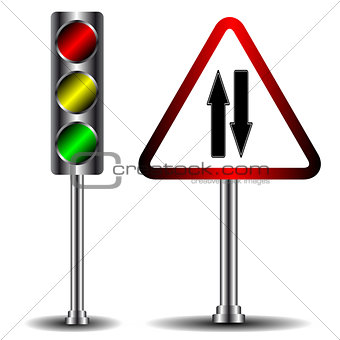 Traffic light and road sign