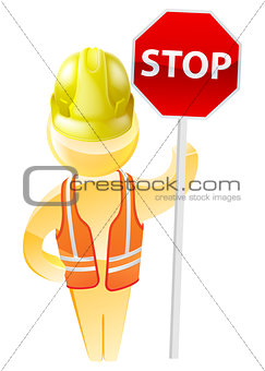 Stop sign construction man