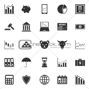 Stock market icons on white background