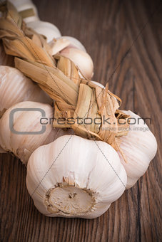 Garlics on table