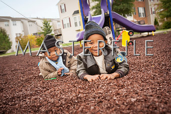 Young brothers at the playground