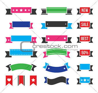 Retro ribbons, colorful vintage bookmarks set - vector