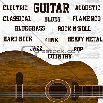 Different types of guitar music background