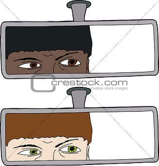 Driver Looking in Mirror