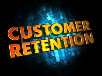 Customer Retention - Gold 3D Words.