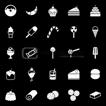 Dessert icons on black background