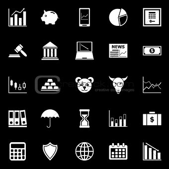 Stock market icons on black background