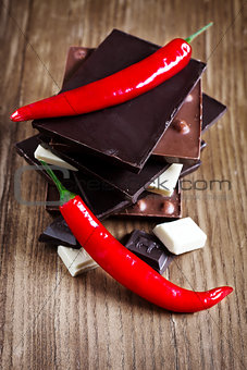 Chocolate tower with chili pepper