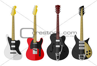 Set of isolated vintage guitars