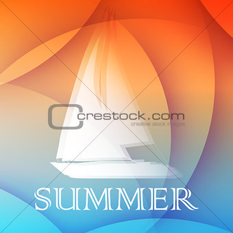 summer background with boat, flat design