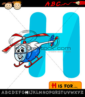 letter h helicopter hat cartoon illustration