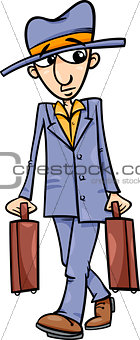man with suitcases cartoon illustration