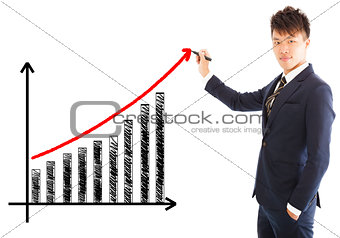 businessman draw a marketing growth chart
