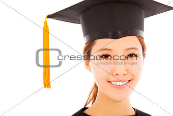 beautiful young woman college graduation isolated