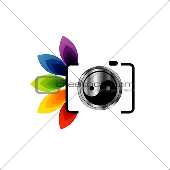 Digital Camera- photography logo with ying yang symbol