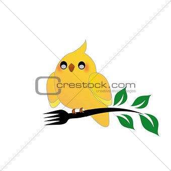 Cute cockatiel holding a fork