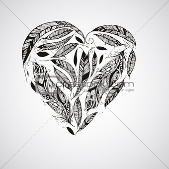 Vector Heart made of  Feathers