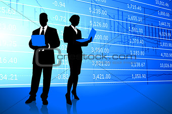 Business Couple on Stock Market Background