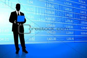 Businessman on Stock Market Background
