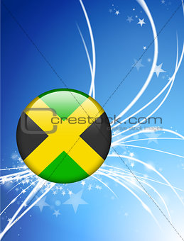 Jamaica Flag Button on Abstract Light Background