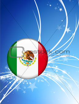Mexico Flag Button on Abstract Light Background