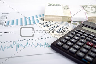 czech money, calculator and charts