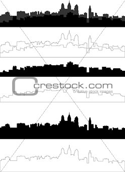 city silhouette in black, gray and with interpretation 6
