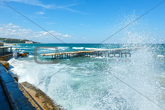 Sea coast and splashes of surf (Bulgaria).