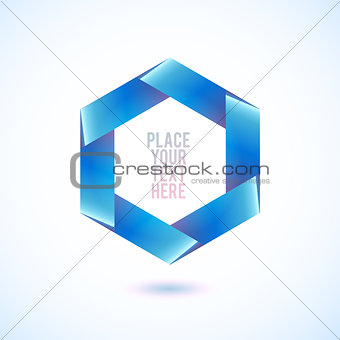 Blue hexagon shape on white background