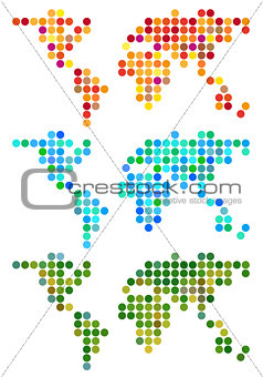 abstract dot world map, vector set