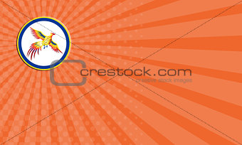 Pheasant Bird Fowl Flying Woodcut Circle Business card