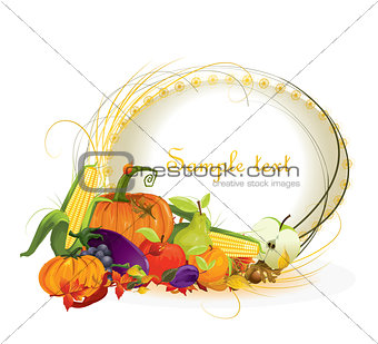 autumn vector background vegetable and fruits 