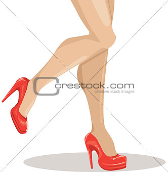 sexy woman legs with red shoes