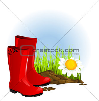 red rubber boot