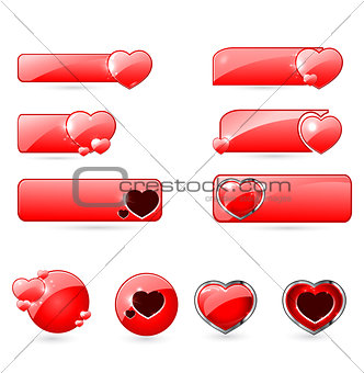 red valentine's  day buttons set 