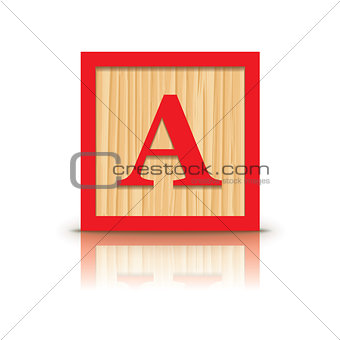 Vector letter A wooden alphabet block