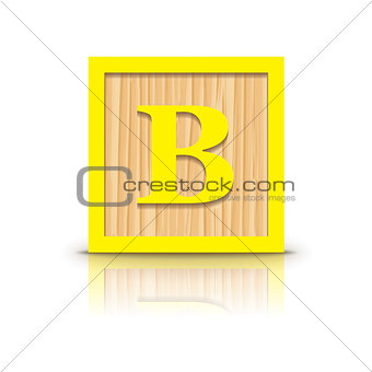Vector letter B wooden alphabet block