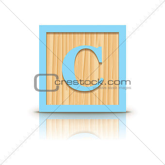 Vector letter C wooden alphabet block