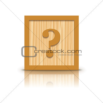 Vector question mark wooden alphabet block