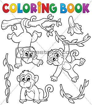 Coloring book monkey theme 1
