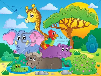 Cute African animals theme image 8