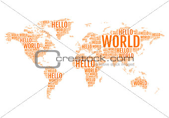 typographic hello world map, vector